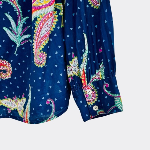 TALBOTS BAND COLLAR POPOVER - TWINKLE PAISLEY SIZ XL - Picture 7 of 13